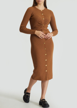 Шерстяное платье Pinko Ermellino коричневого цвета, фото