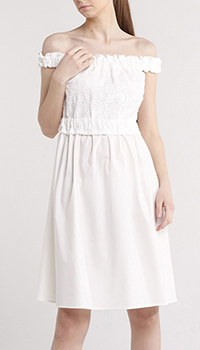 Белое платье Blugirl Blumarine с кружевной вставкой, фото