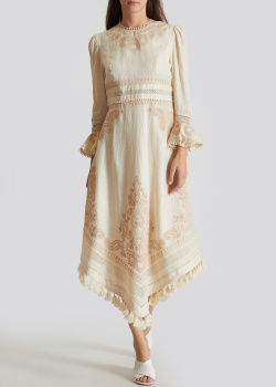 Льняное платье Zimmermann с декором-кисточками, фото