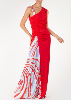 Длинное красное платье Emilio Pucci с контрастной вставкой, фото