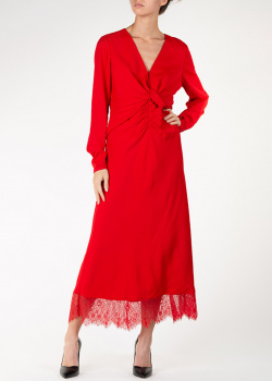 Червона сукня Self-Portrait з мереживом по подолу, фото