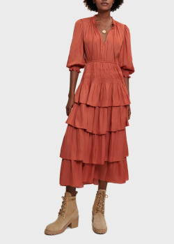 Помаранчева сукня Maje з воланами, фото