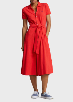 Платье-рубашка Polo Ralph Lauren красного цвета, фото