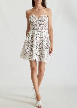 Ажурна сукня Self-Portrait білого кольору, фото
