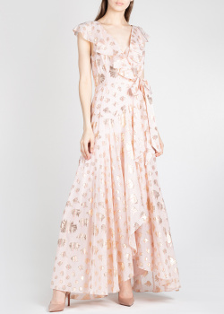Розовое платье Temperley London с золотистым принтом, фото