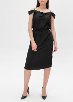 Черное платье Twin-Set Actitude с кружевной вставкой, фото