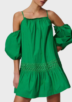 Зелена сукня Twin-Set Actitude зі знімними рукавами-ліхтариками, фото