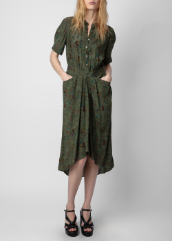 Платье-рубашка цвета хаки Zadig & Voltaire Rima с принтом, фото