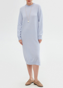 Платье-миди из кашемира с шерстью GD Cashmere светло-голубое, фото