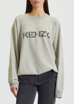 Сірий світшот Kenzo з брендовим написом, фото