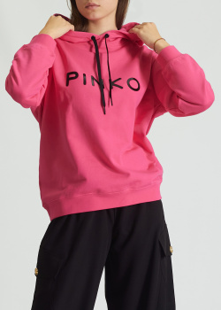Розовое худи Pinko с фирменной надписью, фото