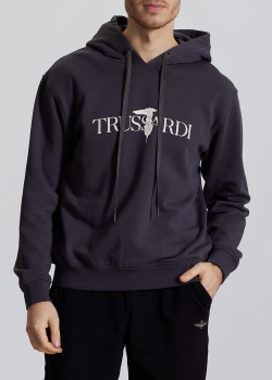 Сіре худі Trussardi з принтом-логотипом, фото