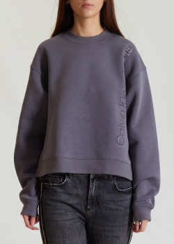 Сірий світшот Calvin Klein з фірмовим принтом, фото