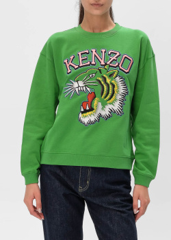 Зеленый свитшот Kenzo с вышивкой-тигром, фото