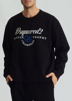 Черный свитшот Dsquared2 с принтом-лого, фото