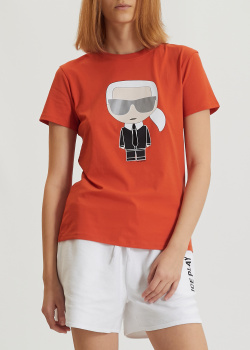 Червона футболка Karl Lagerfeld Ikonik з органічної бавовни, фото