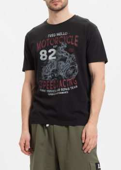 Чорна футболка Fred Mello з принтом, фото