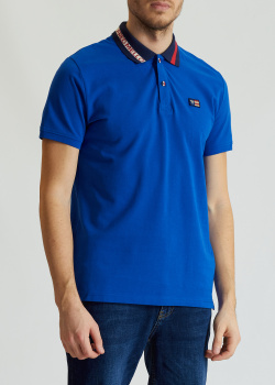 Синя футболка-поло Fred Mello з нагрудною нашивкою, фото