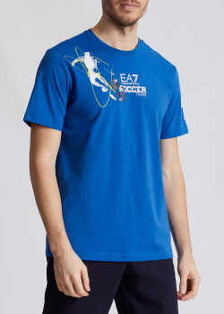 Мужская синяя футболка EA7 Emporio Armani с принтом, фото