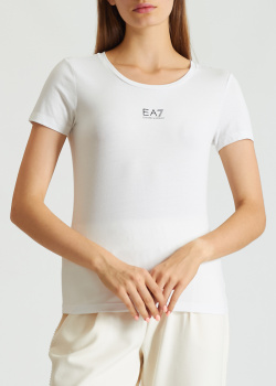 Белая футболка EA7 Emporio Armani из смесового хлопка, фото