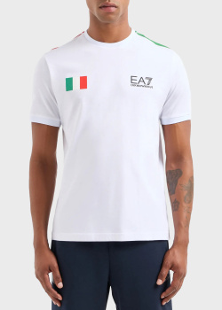 Белая футболка с итальянским флагом EA7 Emporio Armani Graphic Series, фото