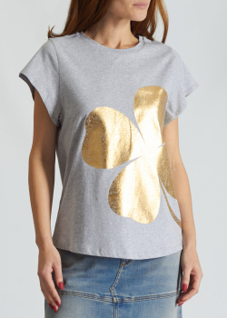 Бавовняна футболка Dorothee Schumacher з золотистим принтом, фото