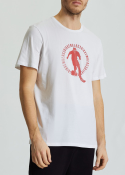 Біла футболка Bikkembergs з червоним принтом, фото