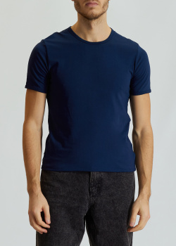 Однотонна футболка Bikkembergs синього кольору, фото