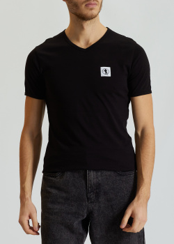 Черная футболка Bikkembergs с V-образным вырезом, фото