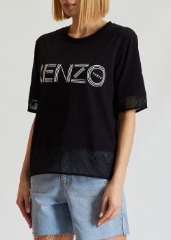 Черная футболка Kenzo с сетчатыми вставками, фото