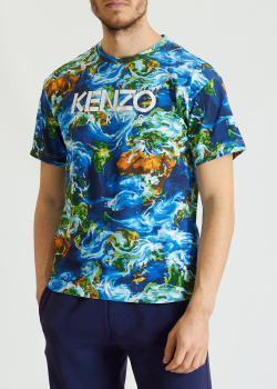 Мужская футболка Kenzo с цветным принтом, фото