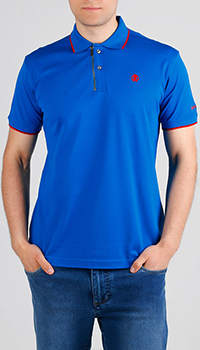 Синя футболка-поло Roberto Cavalli з лого, фото