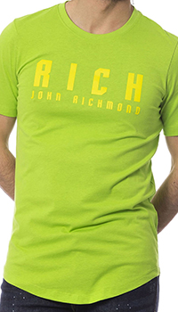 Зеленая футболка John Richmond с принтом в виде скорпиона, фото