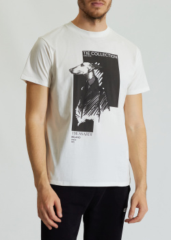 Белая футболка Trussardi с изображением собаки, фото