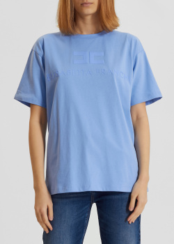 Бавовняна футболка Elisabetta Franchi з прогумованим логотипом, фото