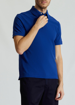 Синяя футболка-поло Blauer с разрезами по бокам, фото