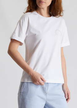 Белая футболка Peserico с брендовой вышивкой, фото