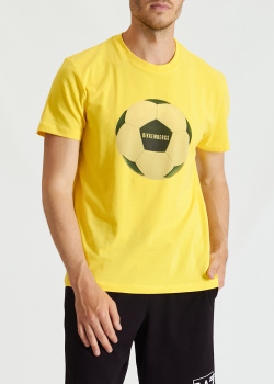 Желтая футболка Bikkembergs с рисунком мяча, фото