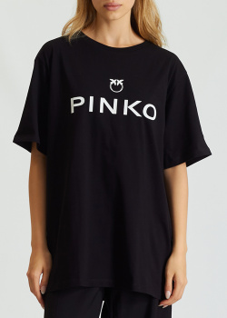 Черная футболка Pinko с фирменным принтом, фото