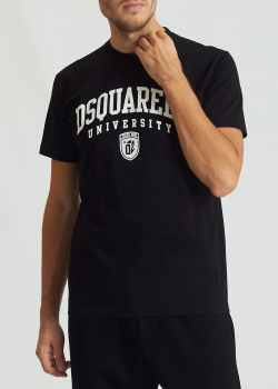 Чорна футболка Dsquared2 з великим логотипом, фото
