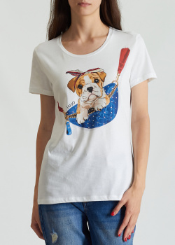 Біла футболка Liu Jo із зображенням собаки, фото