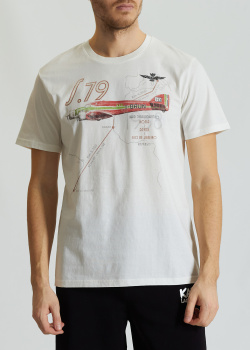 Белая футболка Aeronautica Militare с рисунком самолета, фото
