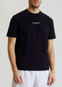 Чорна футболка Emporio Armani з написом на спині, фото