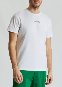 Футболка белого цвета Bogner Roc с зеленым лого, фото