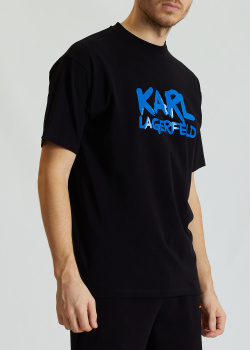 Чорна футболка Karl Lagerfeld із фірмовим написом, фото