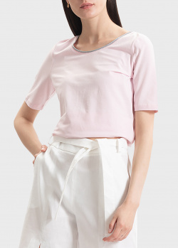 Розовая футболка Sportalm с контрастной горловиной, фото