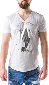 Мужская футболка Bikkembergs с принтом серебристого цвета, фото