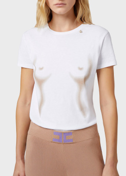 Біла футболка Elisabetta Franchi з принтом Body morph, фото