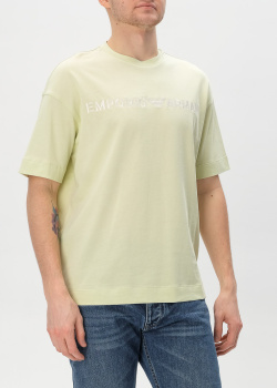 Желтая футболка Emporio Armani с вышивкой, фото