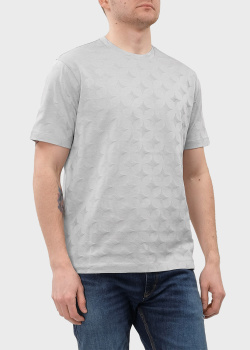 Серая футболка Emporio Armani с орнаментом в тон, фото